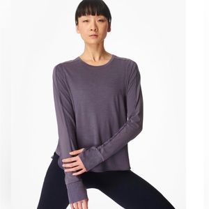 Women’s Sweaty Betty Breeze Merino Long Sleeve Running Top, Fig Purple, XXL